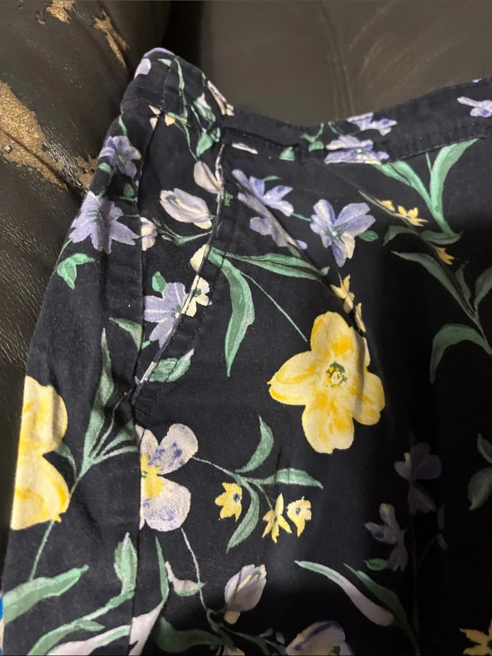 Karen Scott Navy Floral Skort with Yellow & Lavender Blooms